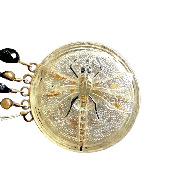 Vintage Dragonfly Button Bracelet set in S925 with Black Onyx and Pearls - Picture 2 of 14